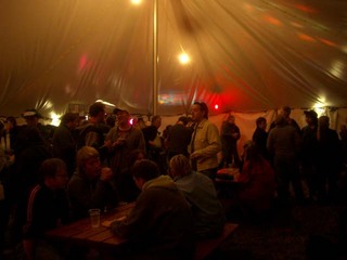 [Workers in the Organic Beer tent]