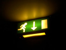 [Exit sign at the Riverside Theatre]